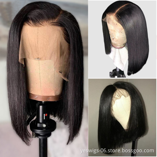 Raw Brazilian Short Bob Human Hair HD Lace Front Wig Wholesale Cheap Straight Natural Human Hair Bob Style Wigs For Black Women